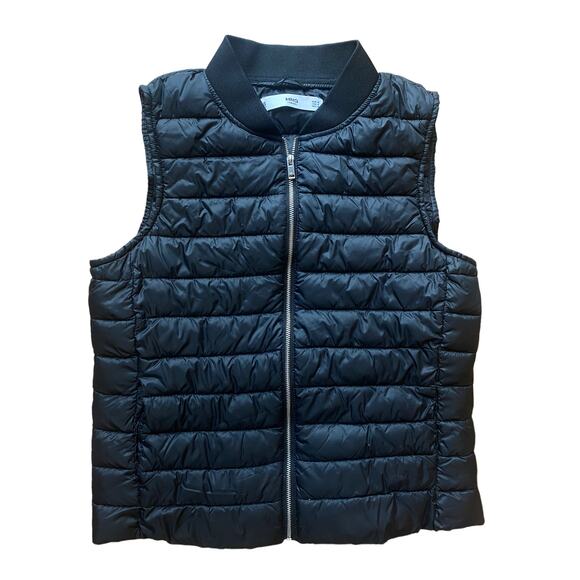 Mango MNG Casual Black Quilted Ultra Light Puffer Vest Small - Picture 1 of 4